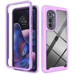 For Motorola Moto Edge 2022 Starry Sky Solid Color TPU Clear PC Phone Case(Purple)