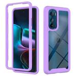 For Motorola Moto Edge 30 Starry Sky Solid Color TPU Clear PC Phone Case(Purple)