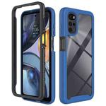 For Motorola Moto G22 / E32 Starry Sky Solid Color TPU Clear PC Phone Case(Dark Blue)