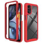 For Motorola Moto G22 / E32 Starry Sky Solid Color TPU Clear PC Phone Case(Red)