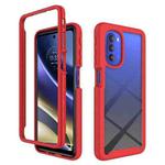 For Motorola Moto G51 5G Starry Sky Solid Color TPU Clear PC Phone Case(Red)