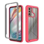 For Motorola Moto G60 Starry Sky Solid Color TPU Clear PC Phone Case(Frosted Pink)