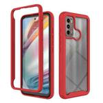 For Motorola Moto G60 Starry Sky Solid Color TPU Clear PC Phone Case(Red)