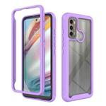 For Motorola Moto G60 Starry Sky Solid Color TPU Clear PC Phone Case(Purple)