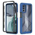 For Motorola Moto G62 5G Starry Sky Solid Color TPU Clear PC Phone Case(Dark Blue)