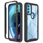 For Motorola Moto G71 5G Starry Sky Solid Color TPU Clear PC Phone Case(Black)