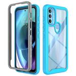 For Motorola Moto G71 5G Starry Sky Solid Color TPU Clear PC Phone Case(Sky Blue)