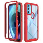 For Motorola Moto G71 5G Starry Sky Solid Color TPU Clear PC Phone Case(Red)