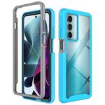 For Motorola Moto G200 5G Starry Sky Solid Color TPU Clear PC Phone Case(Sky Blue)