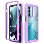 For Motorola Moto G200 5G Starry Sky Solid Color TPU Clear PC Phone Case(Purple)