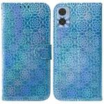 For Motorola Moto E22/E22i Colorful Magnetic Buckle Leather Phone Case(Blue)