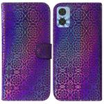 For Motorola Moto E22/E22i Colorful Magnetic Buckle Leather Phone Case(Purple)