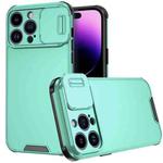 For iPhone 14 Pro Max Sliding Camera Cover Design PC + TPU Phone Case(Mint Green)