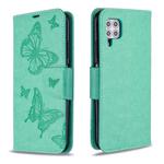 For Huawei P40 Lite Two Butterflies Embossing Pattern Horizontal Flip Leather Case with Holder & Card Slot & Wallet & Lanyard(Green)