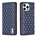 For iPhone 14 Pro Diamond Lattice Magnetic Leather Flip Phone Case(Blue)