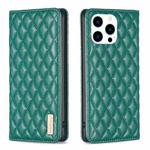 For iPhone 14 Pro Diamond Lattice Magnetic Leather Flip Phone Case(Green)