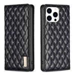 For iPhone 14 Pro Diamond Lattice Magnetic Leather Flip Phone Case(Black)