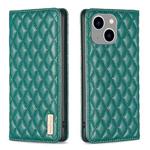 For iPhone 14 Plus Diamond Lattice Magnetic Leather Flip Phone Case(Green)