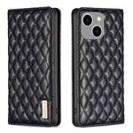 For iPhone 14 Plus Diamond Lattice Magnetic Leather Flip Phone Case(Black)