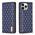 For iPhone 13 Pro Max Diamond Lattice Magnetic Leather Flip Phone Case(Blue)