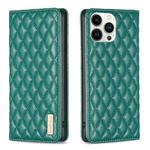 For iPhone 13 Pro Max Diamond Lattice Magnetic Leather Flip Phone Case(Green)