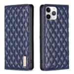 For iPhone 11 Pro Max Diamond Lattice Magnetic Leather Flip Phone Case(Blue)