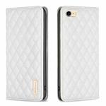 For iPhone SE 2022 / SE 2020 / 8 / 7 Diamond Lattice Magnetic Leather Flip Phone Case(White)