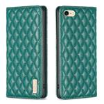 For iPhone SE 2022 / SE 2020 / 8 / 7 Diamond Lattice Magnetic Leather Flip Phone Case(Green)