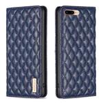 For iPhone 8 Plus / 7 Plus Diamond Lattice Magnetic Leather Flip Phone Case(Blue)