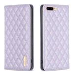 For iPhone 8 Plus / 7 Plus Diamond Lattice Magnetic Leather Flip Phone Case(Purple)
