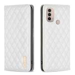 For Motorola Moto E30 / E40 Diamond Lattice Magnetic Leather Flip Phone Case(White)