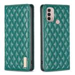 For Motorola Moto E30 / E40 Diamond Lattice Magnetic Leather Flip Phone Case(Green)