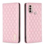 For Motorola Moto E30 / E40 Diamond Lattice Magnetic Leather Flip Phone Case(Pink)