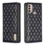 For Motorola Moto E30 / E40 Diamond Lattice Magnetic Leather Flip Phone Case(Black)