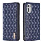 For Motorola Moto E32 4G Diamond Lattice Magnetic Leather Flip Phone Case(Blue)