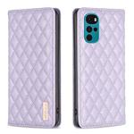 For Motorola Moto G22 Diamond Lattice Magnetic Leather Flip Phone Case(Purple)