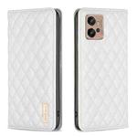 For Motorola Moto G32 4G Diamond Lattice Magnetic Leather Flip Phone Case(White)