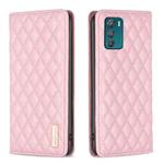 For Motorola Moto G42 Diamond Lattice Magnetic Leather Flip Phone Case(Pink)