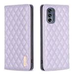 For Motorola Moto G62 Diamond Lattice Magnetic Leather Flip Phone Case(Purple)
