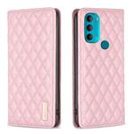 For Motorola Moto G71 Diamond Lattice Magnetic Leather Flip Phone Case(Pink)