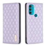 For Motorola Moto G71 Diamond Lattice Magnetic Leather Flip Phone Case(Purple)