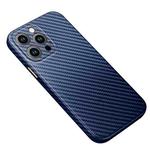 For iPhone 14 Pro Max R-JUST Carbon Fiber Texture Kevlar Phone Case(Blue)