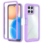 For Honor X8 4G Starry Sky Solid Color Shockproof TPU Clear PC Phone Case(Purple)