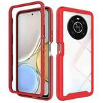 For Honor X9 4G / 5G / Magic 4 Lite Starry Sky Solid Color Shockproof TPU Clear PC Phone Case(Red)