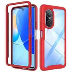 For Huawei Nova 9 SE Starry Sky Solid Color Shockproof TPU Clear PC Phone Case(Red)