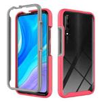 For Huawei Y9S Starry Sky Solid Color Shockproof TPU Clear PC Phone Case(Frosted Pink)