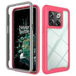 For OnePlus 10T Starry Sky Solid Color Shockproof TPU Clear PC Phone Case(Frosted Pink)