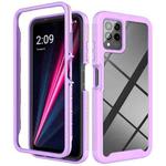 For T-Moblie Revvl 6 Pro 5G Starry Sky Solid Color Shockproof TPU Clear PC Phone Case(Purple)