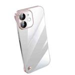 For iPhone 12 Electroplating Frameless Clear PC Phone Case(Pink)