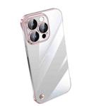 For iPhone 12 Pro Electroplating Frameless Clear PC Phone Case(Pink)